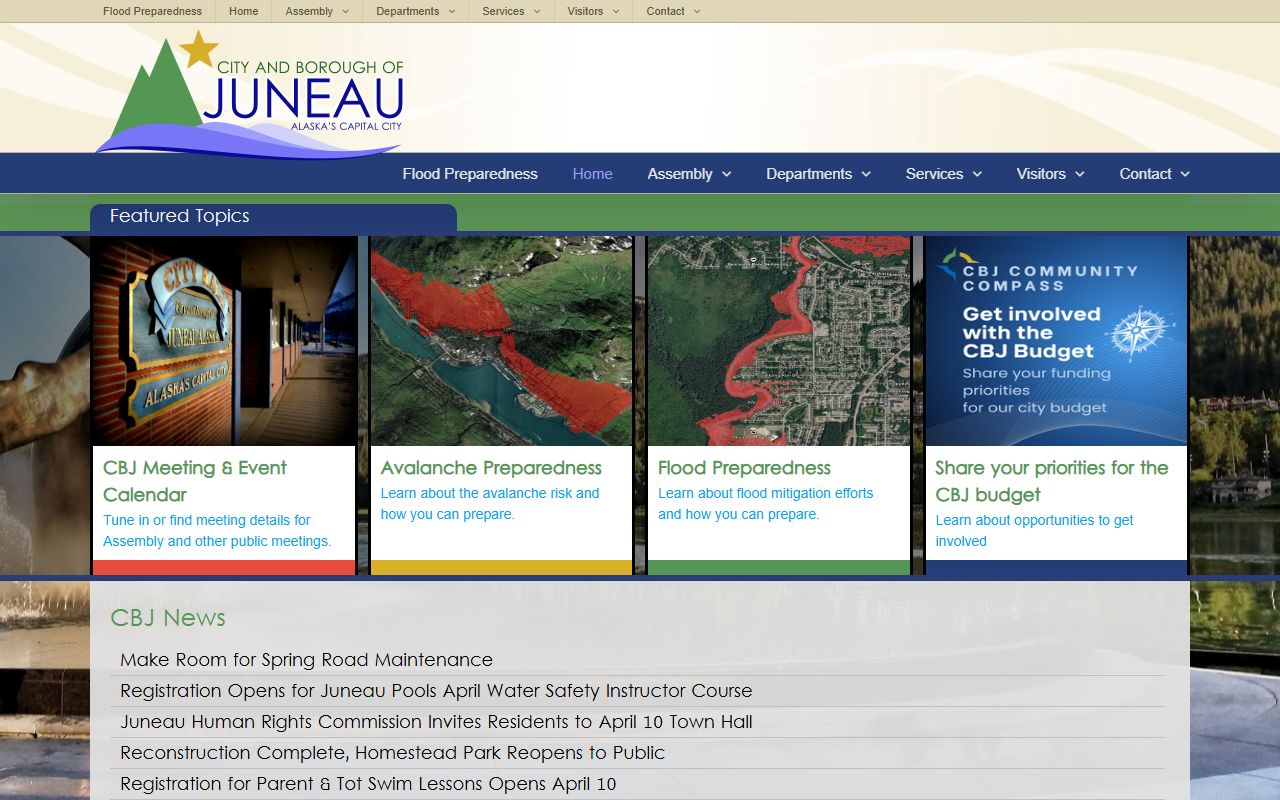 City and Borough of Juneau official website showing government services