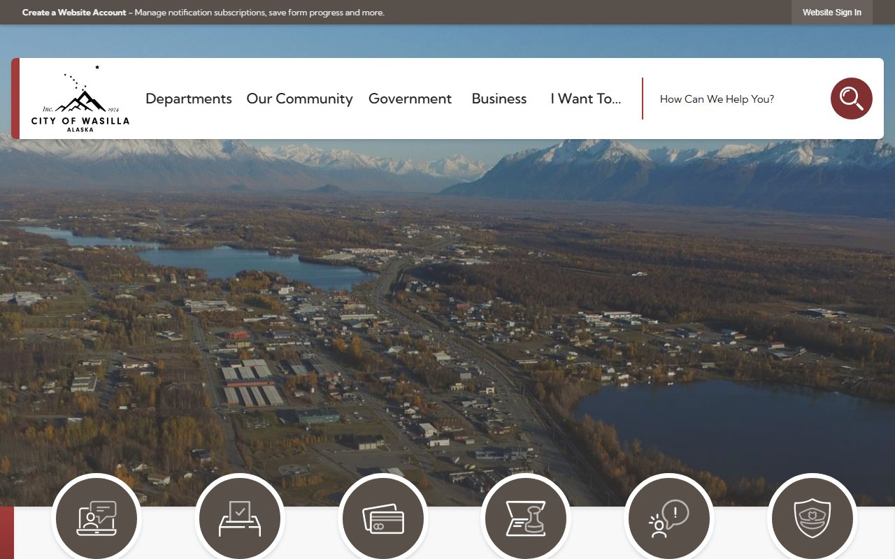 City of Wasilla official website showing city services