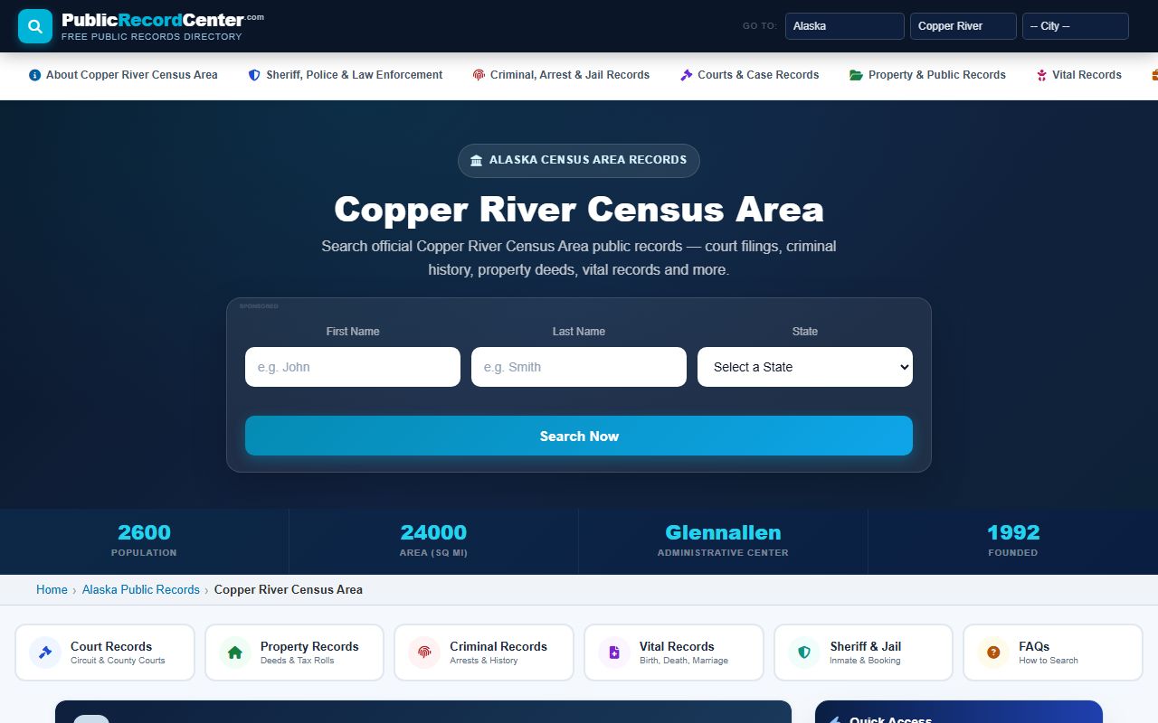 Alaska DNR Recorder's Office handles Copper River Census Area deed recording through Chitina Recording District