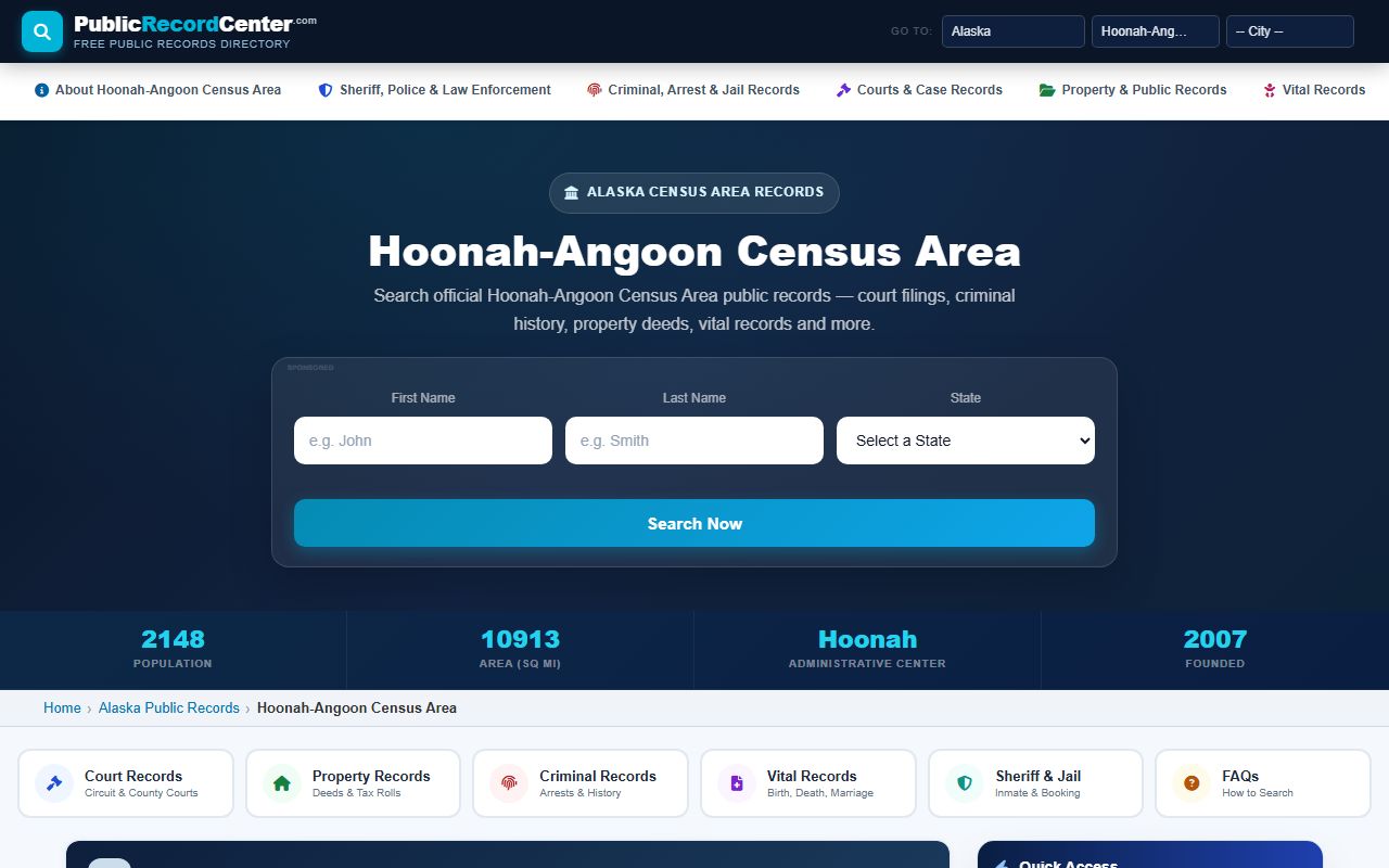 Alaska DNR Recorder's Office serves Hoonah-Angoon Census Area through the Juneau Recording District