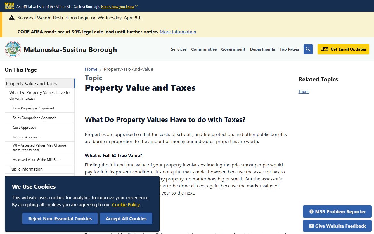 Matanuska-Susitna Borough property tax and assessment page for deed records