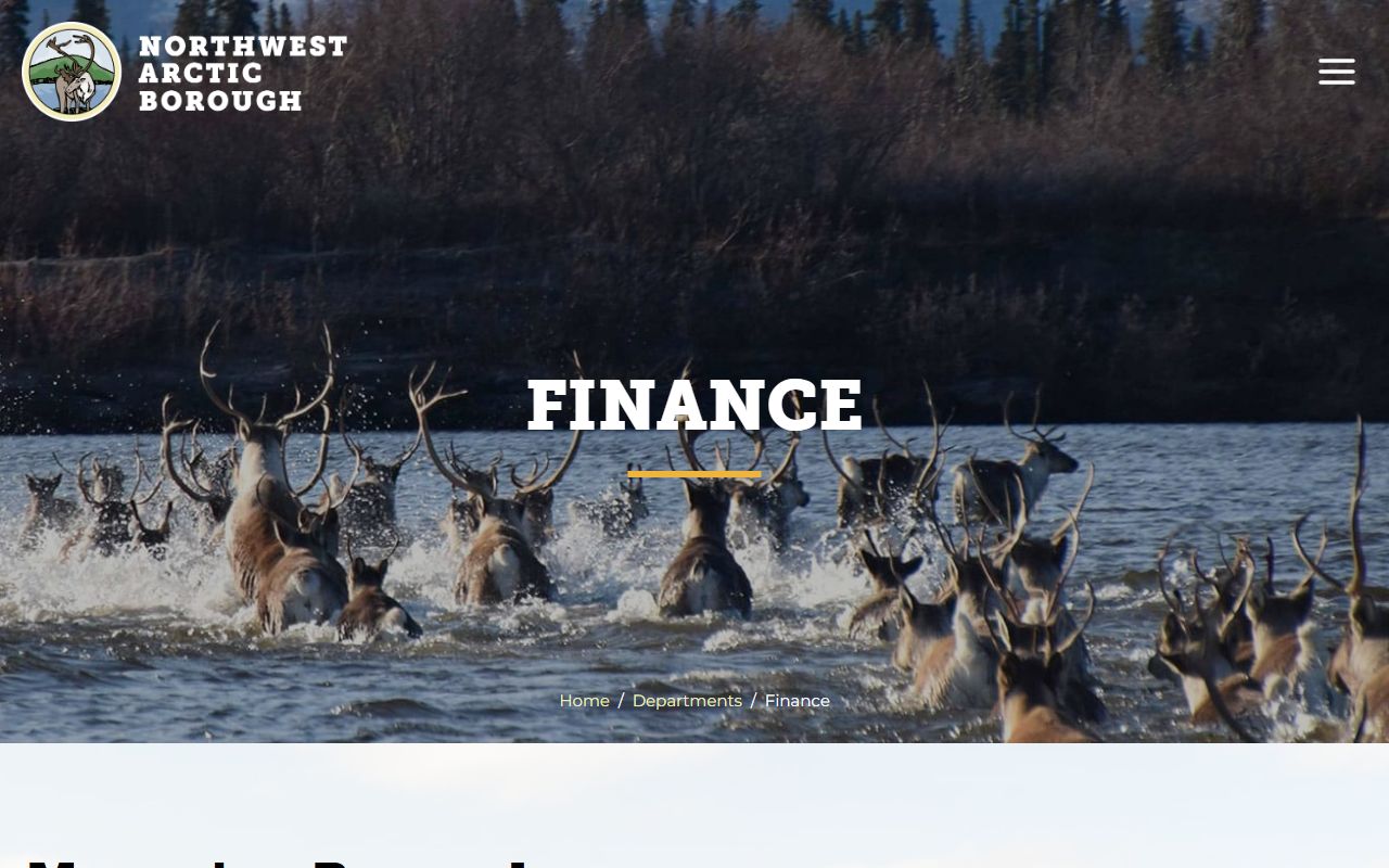 Northwest Arctic Borough Finance Department showing no property tax