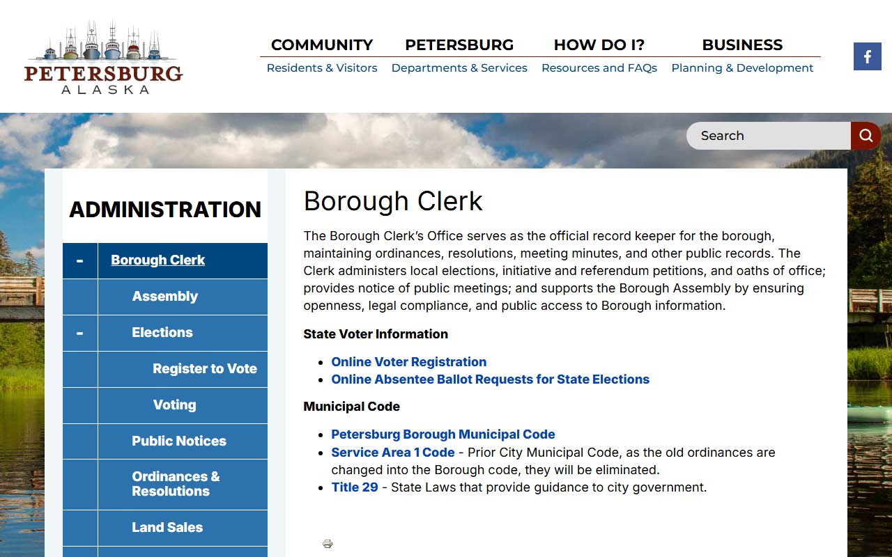 Petersburg Borough Clerk's Office page
