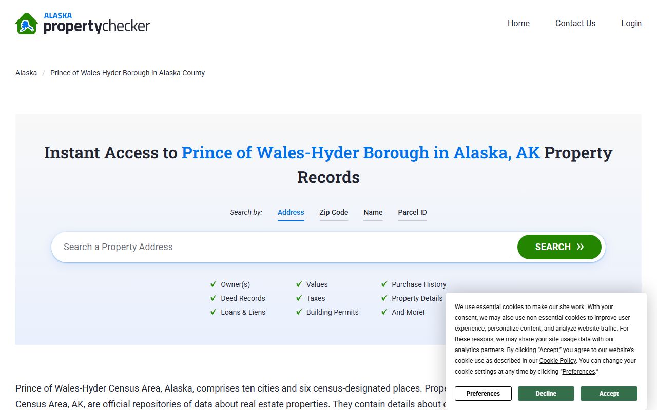 DNR Recorder's Office online portal for Prince of Wales-Hyder deed records