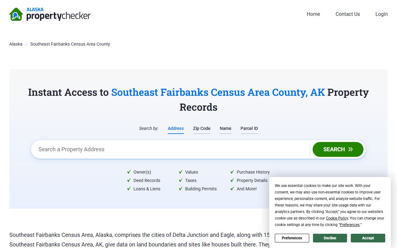 Alaska DNR Fairbanks Recording District information serving Southeast Fairbanks Census Area