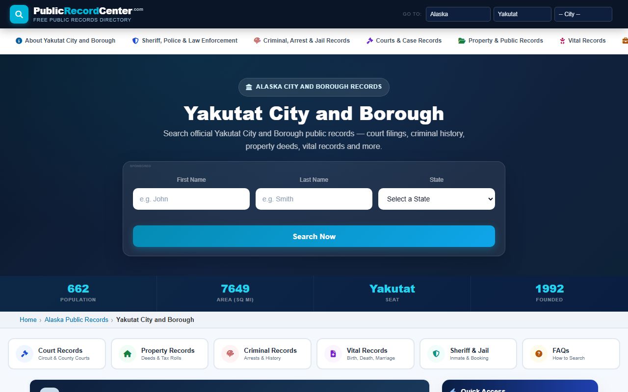 Yakutat City and Borough deed records through Alaska recording system