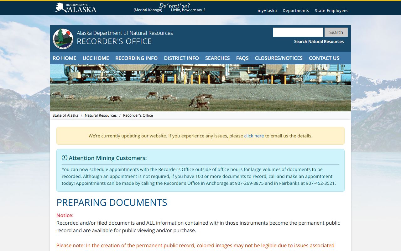 Alaska deed records document preparation requirements page